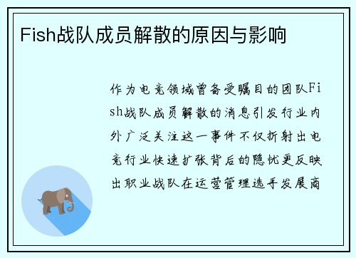 Fish战队成员解散的原因与影响